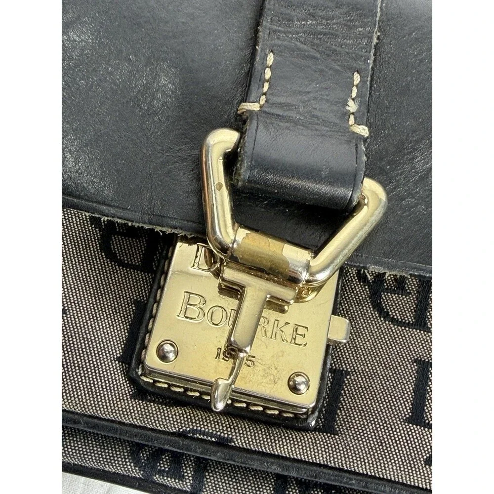 Vintage Dooney & Bourke Mini Bag Black & Gray Monogram DB Black Leather - Picture 12 of 16